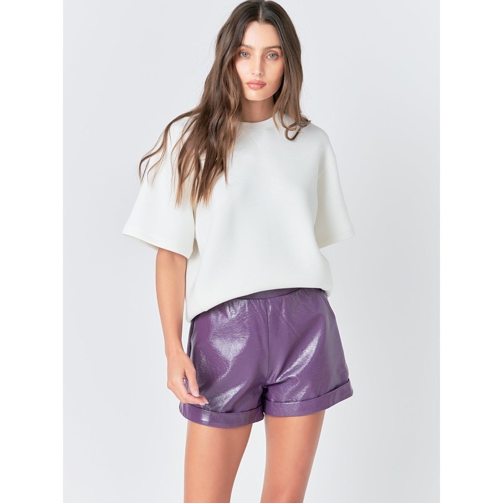 GREY LAB High Waist‎ Shiny Purple Women's Shorts
